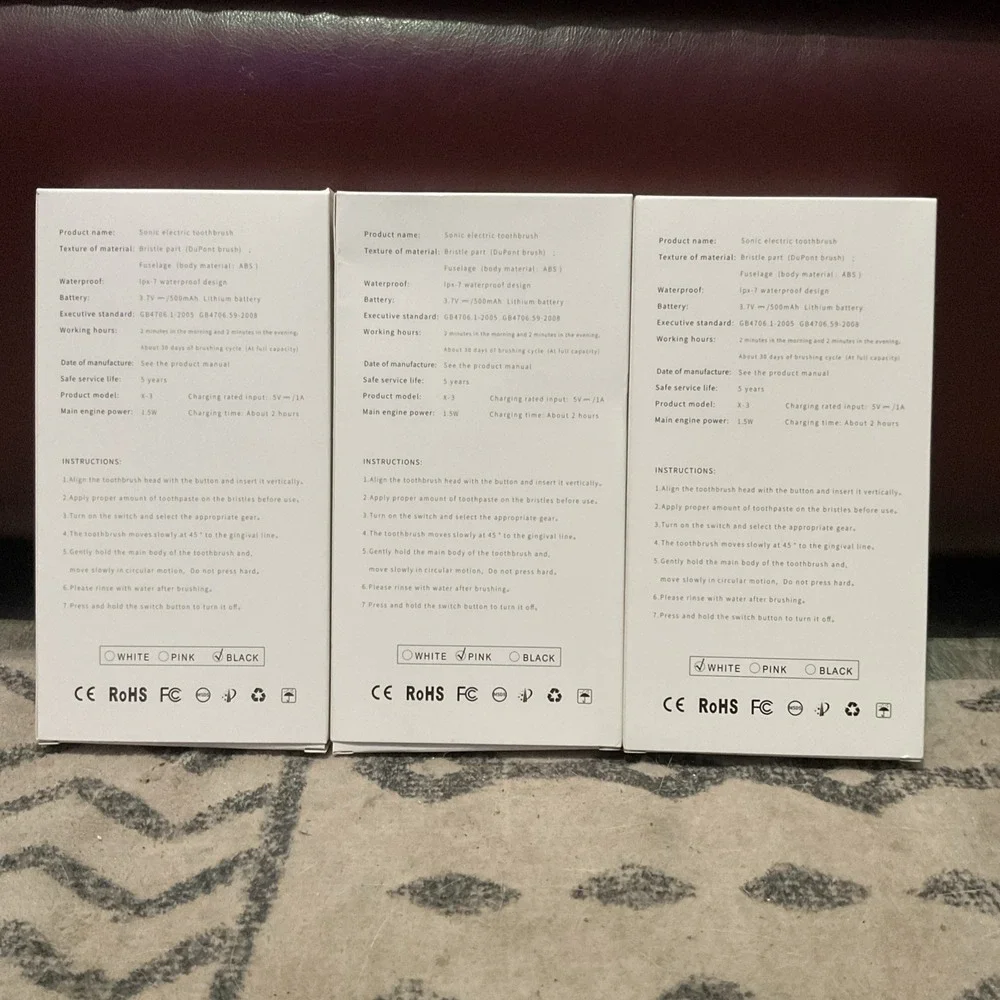 3 Sonic New Rechargeable Electric Toothbrush White,Black &Pink  Same Day Shippin